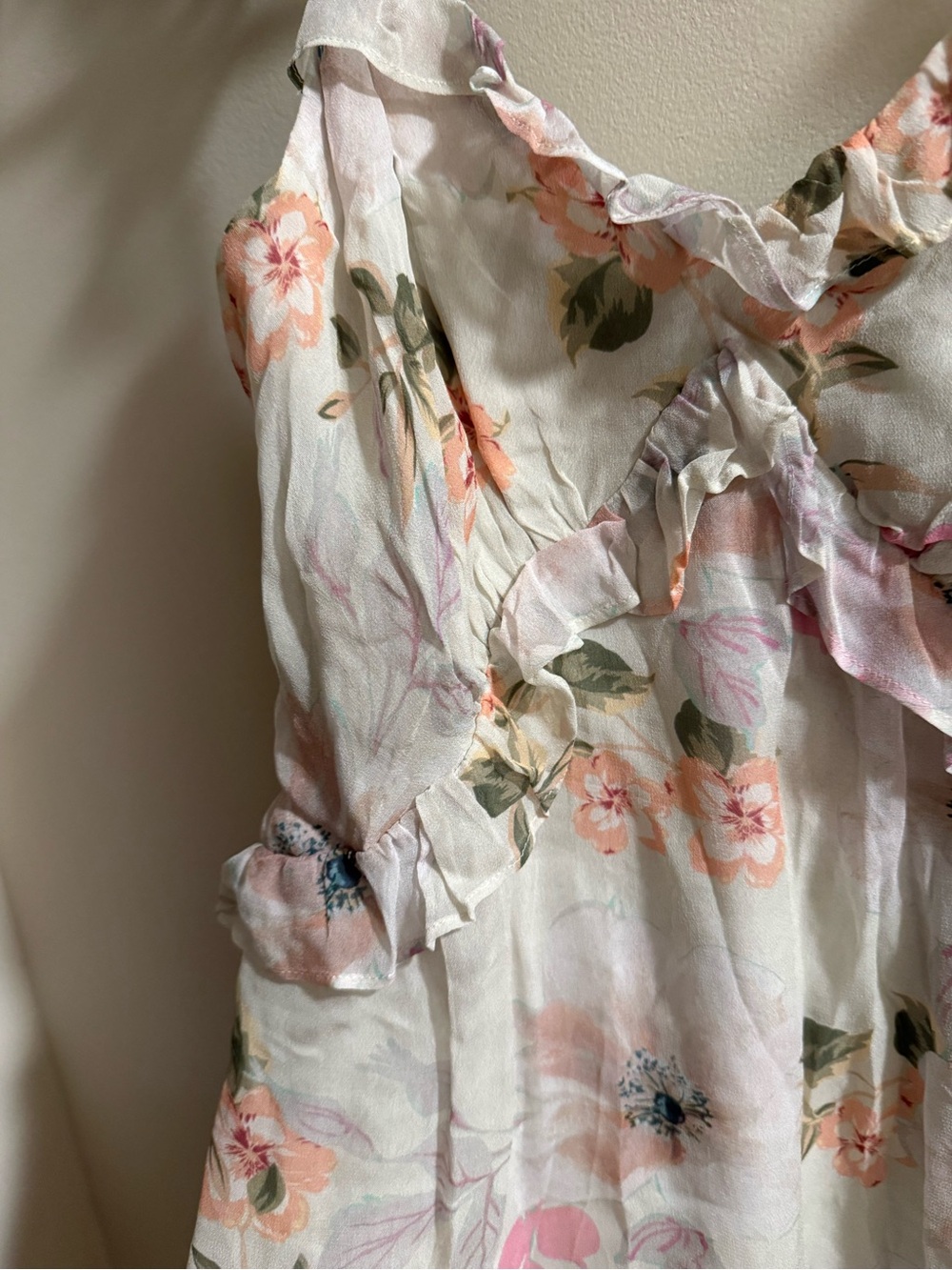 Floral Ruffle Mini Dress - Pink & Cream - Picture 2 of 8